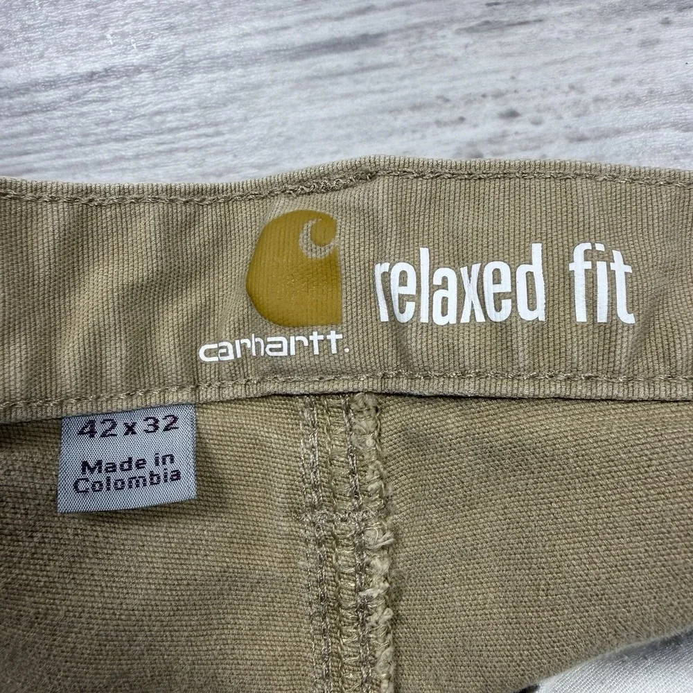 Carhartt Beige‎ Khaki Relaxed Fit Straight Leg Men's 42x32 Workwear Work Pants